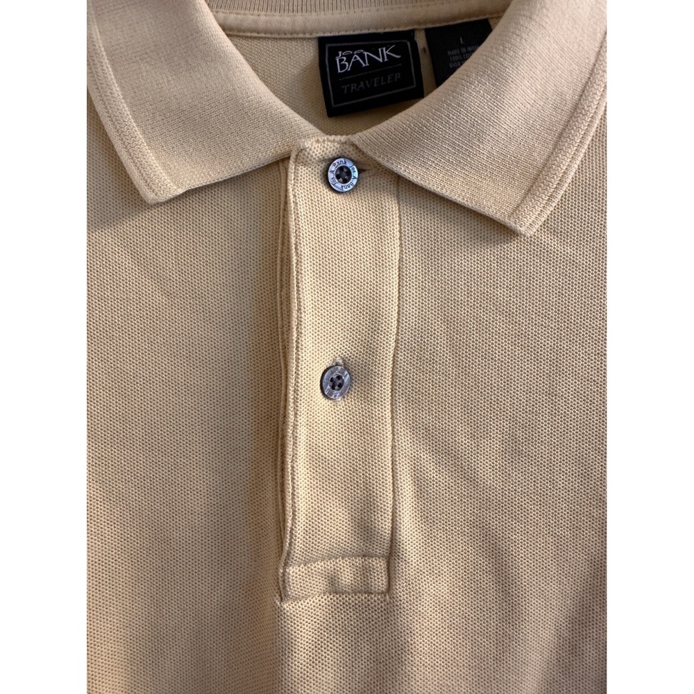 Jos A Bank Traveler Collection Polo Shirt Mens Large Yellow 100% Cotton Pique - Picture 3 of 10